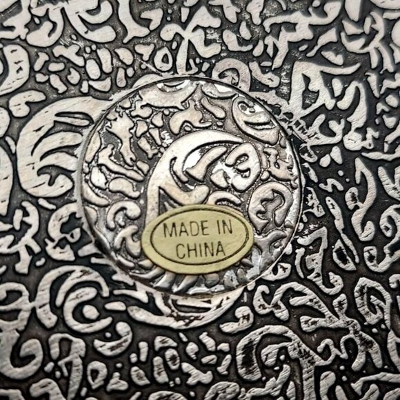 Godinger Silverplated Baroque Jewelry Box W/ Red Velvet Interior Victorian Style - Picture 9 of 9